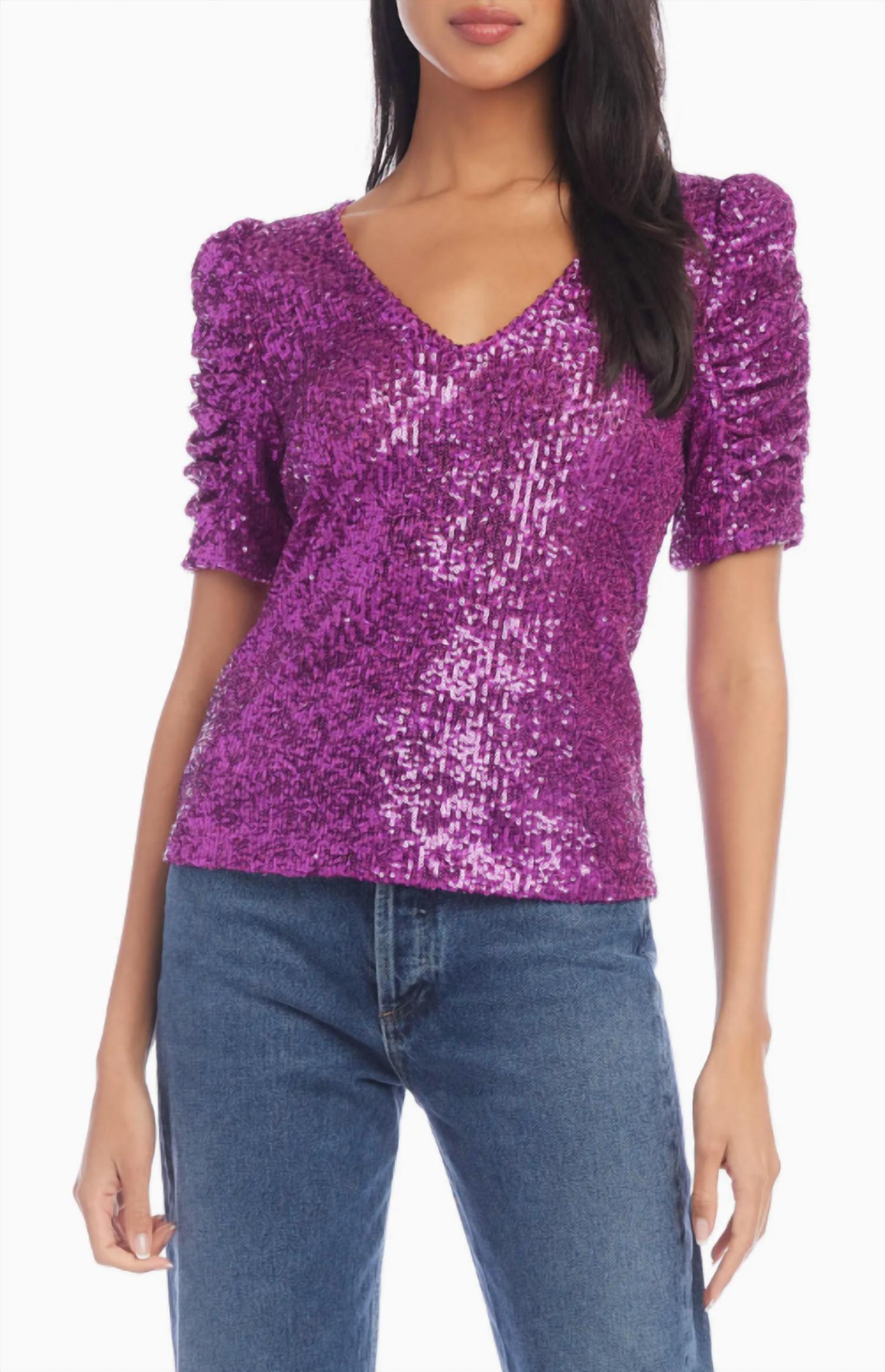 Fifteen Twenty - Sequin Puff Sleeve Top