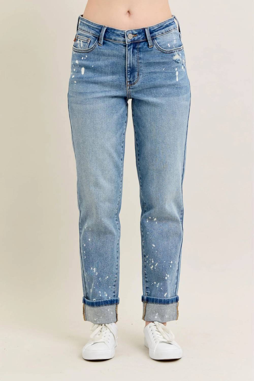 Judy Blue - Mid Rise Cuffed Boyfriend Jeans