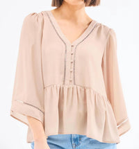 Mary Square Monroe Doeskin Top in beige - women's blouse