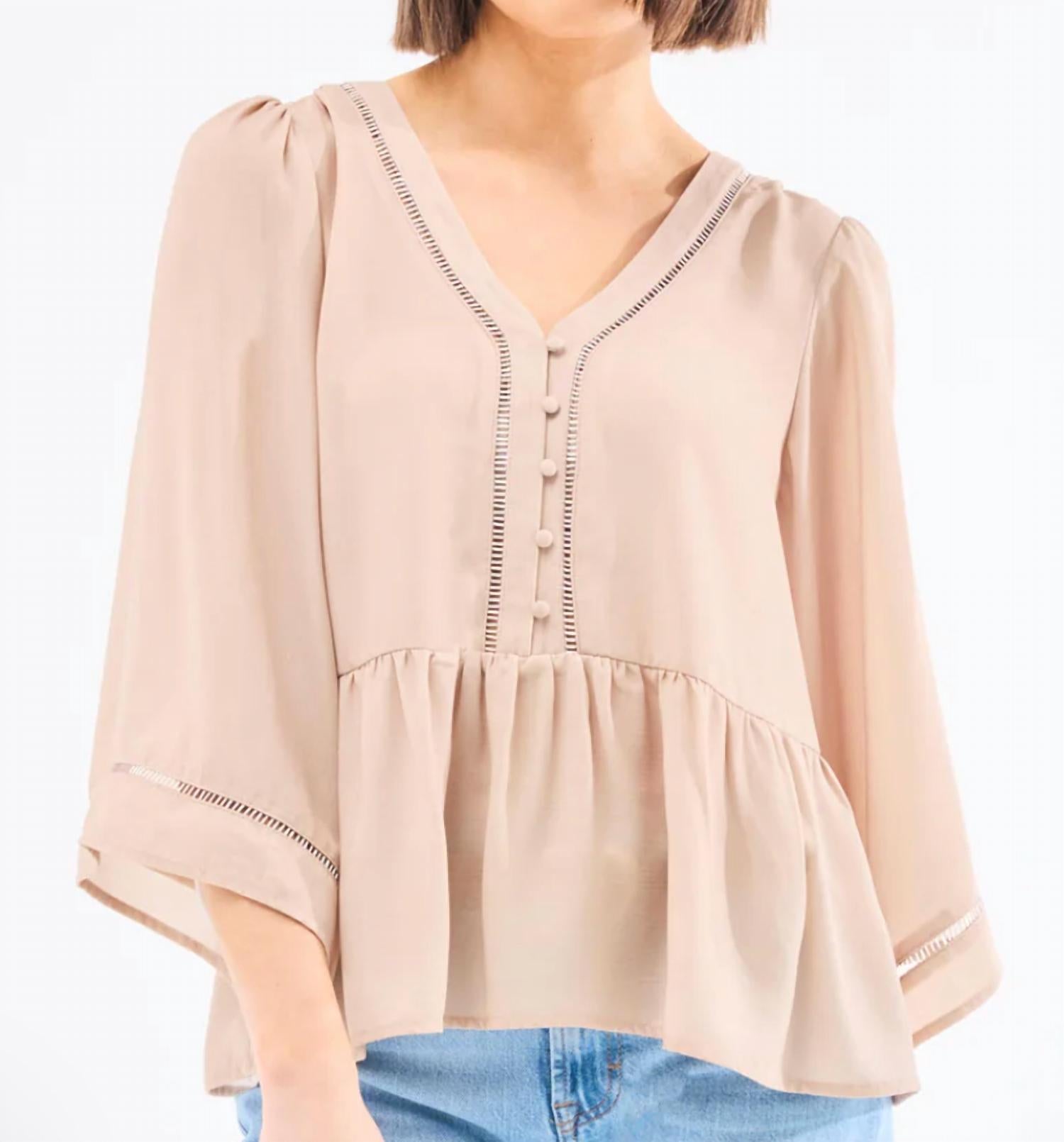 Mary Square Monroe Doeskin Top in beige - women's blouse