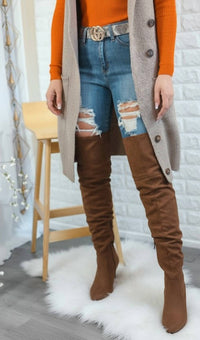 Surelymine - Women's Unmatchable Pointy Slouchy Knee And Thigh High Boots