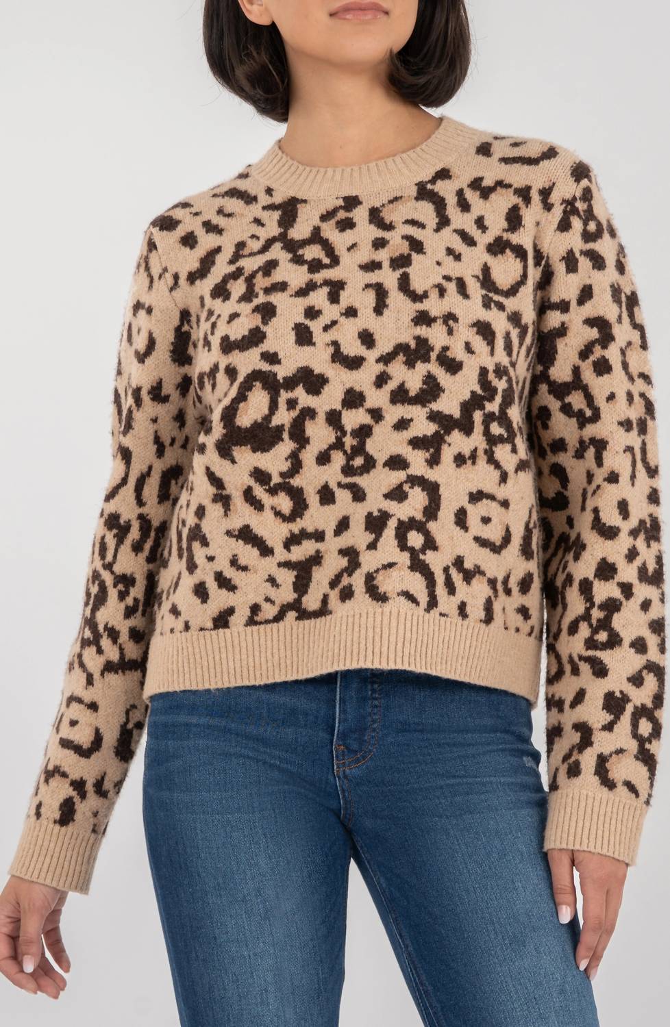 KUT FROM THE KLOTH Gisela Animal Print Pullover Sweater Top in beige brown - women's sweater