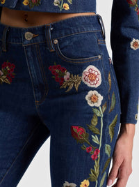 Alice + Olivia - Women's Beautiful Embroidered Jean