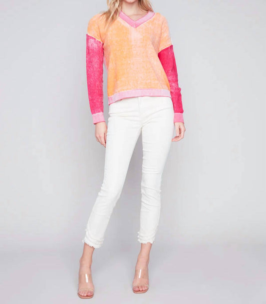 Charlie B - Reverse Print Colorblock Sweater