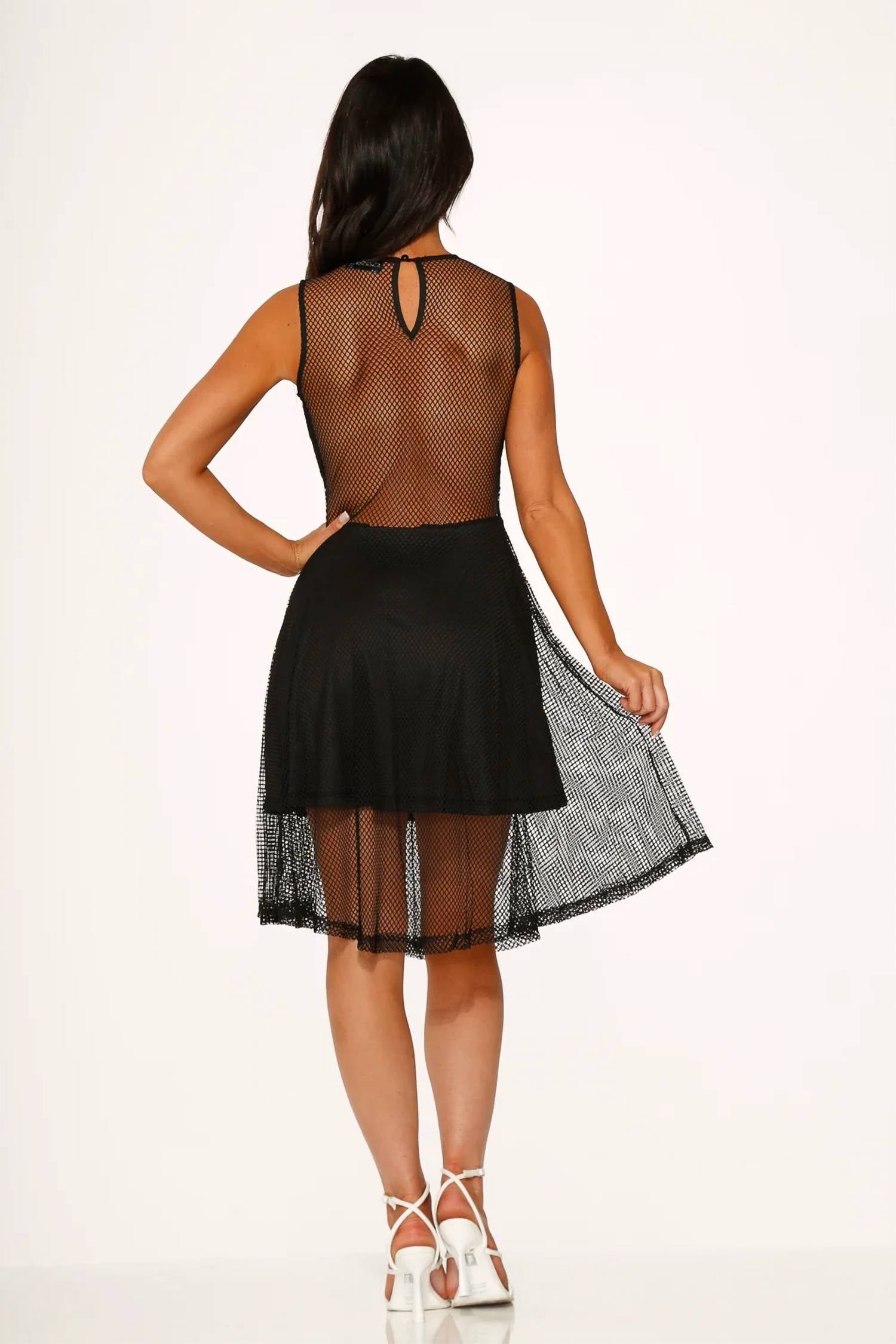 Orchid Bloom - Fishnet Sleeveless Dress