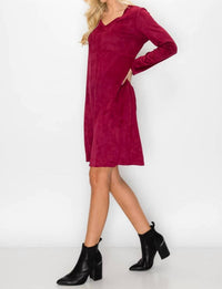 Joh - Aurora Stretch V-Neck Suede Dress