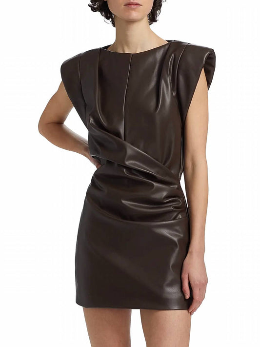 Ronny Kobo - Dila Faux-leather Cap Sleeve Mini Dress