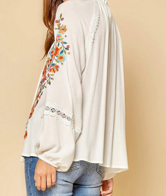 Andree By Unit - Tassel Tie Embroidered Top