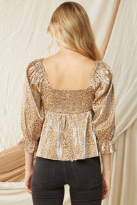 Entro - Leopard Iridescent Babydoll Top
