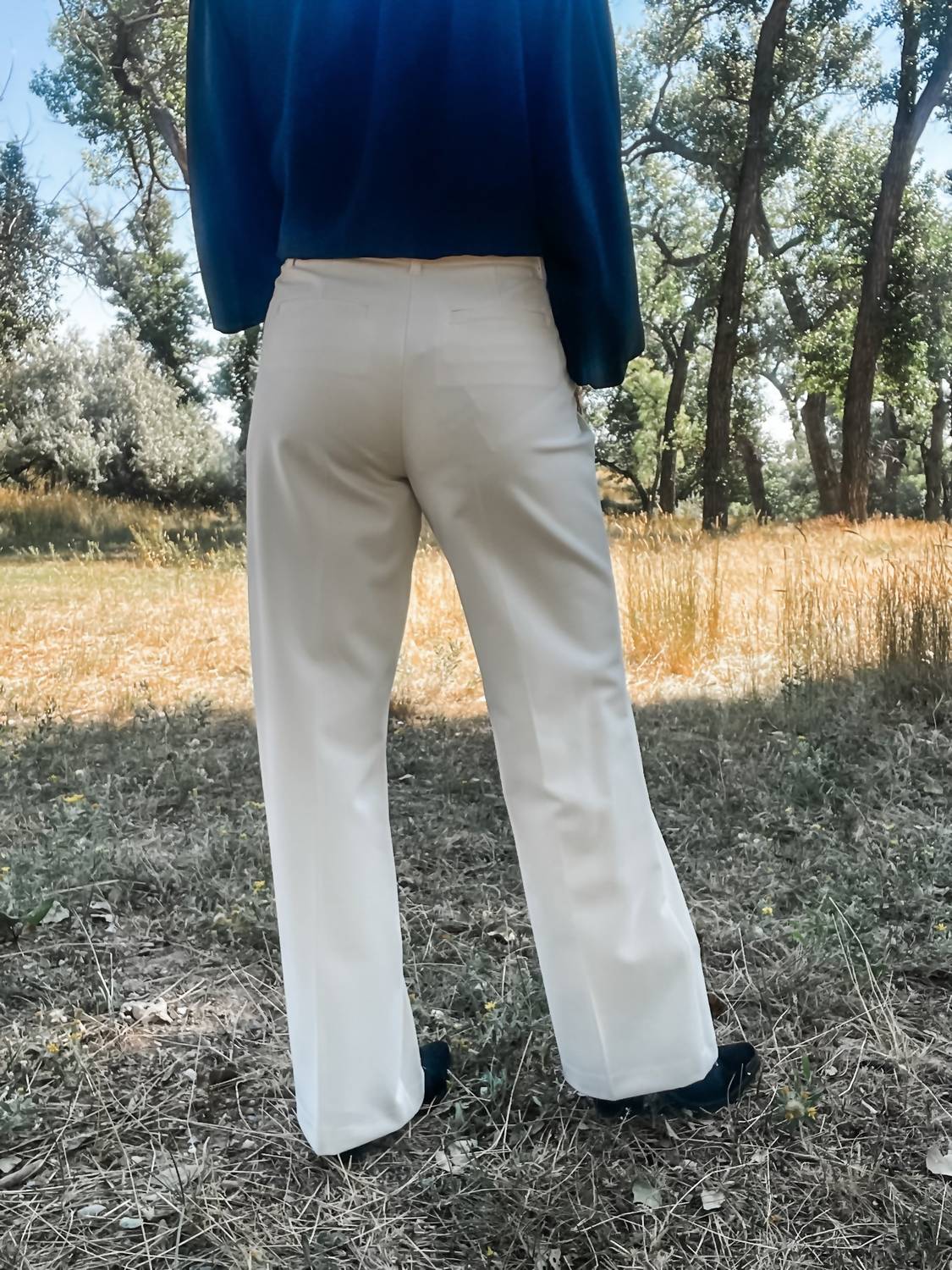 TRIBAL High Rise Fly Front With Pleats Trouser in moonstone - women's pants