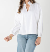 Emily McCarthy Long Sleeve Poppy Top in white - women's blouse