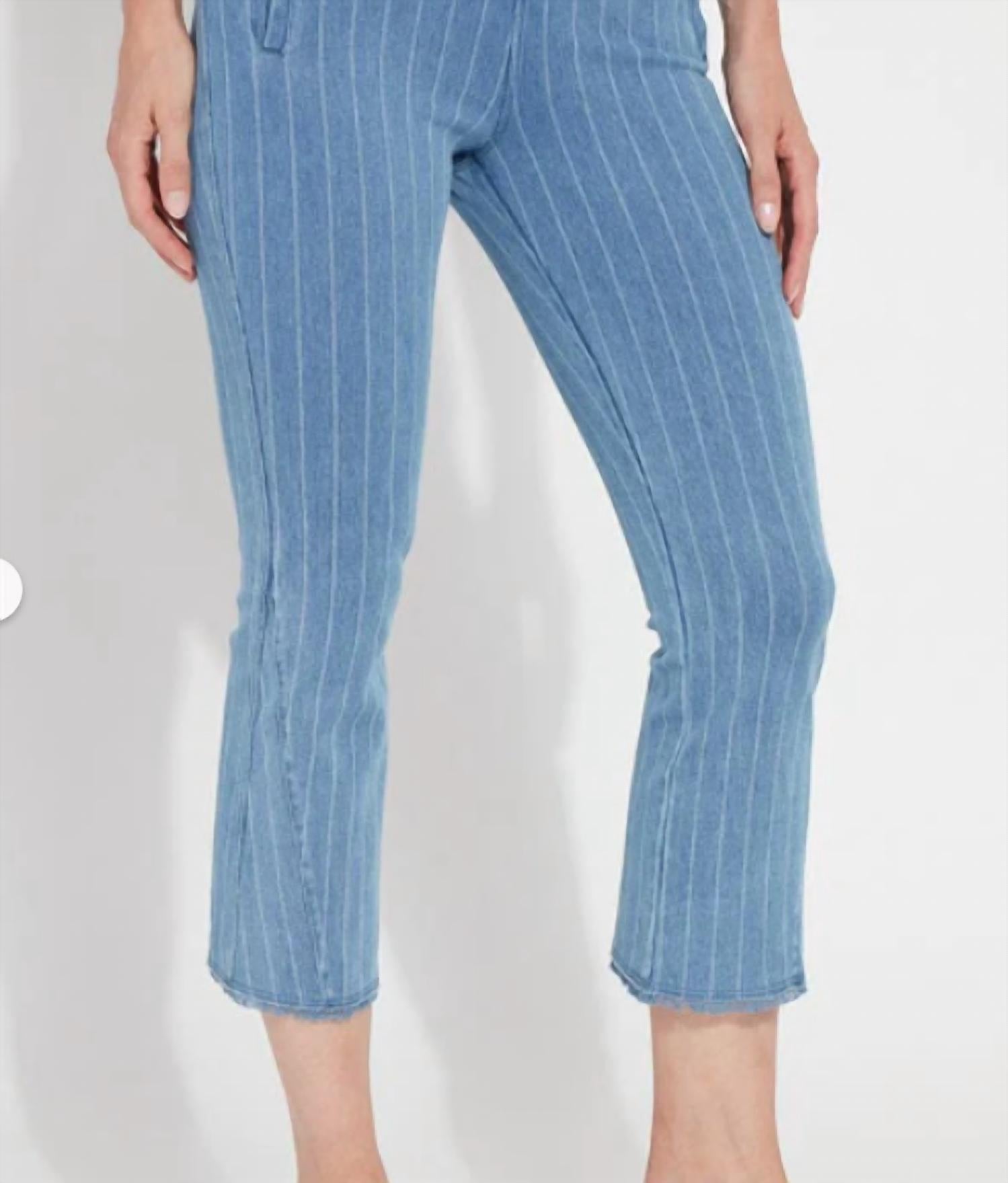 Lysse Women's Shelli Crop Pant in bleached blue denim pinstripe - women's pants