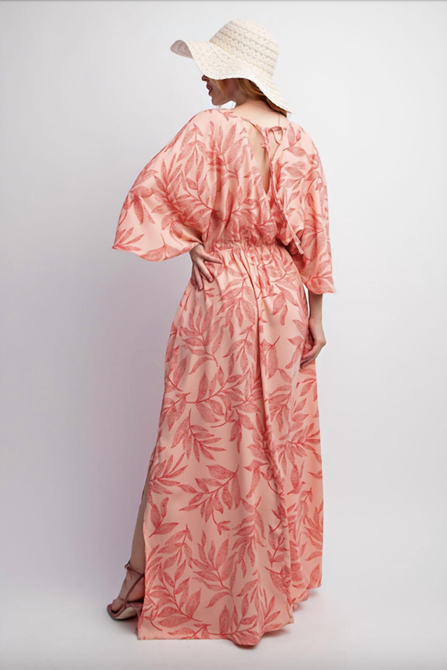 Easel - Leaf Printed Laura Maxi Dress