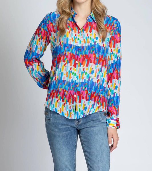 Apny - FIREWORKS BUTTON-UP ROLL SLEEVE BLOUSE