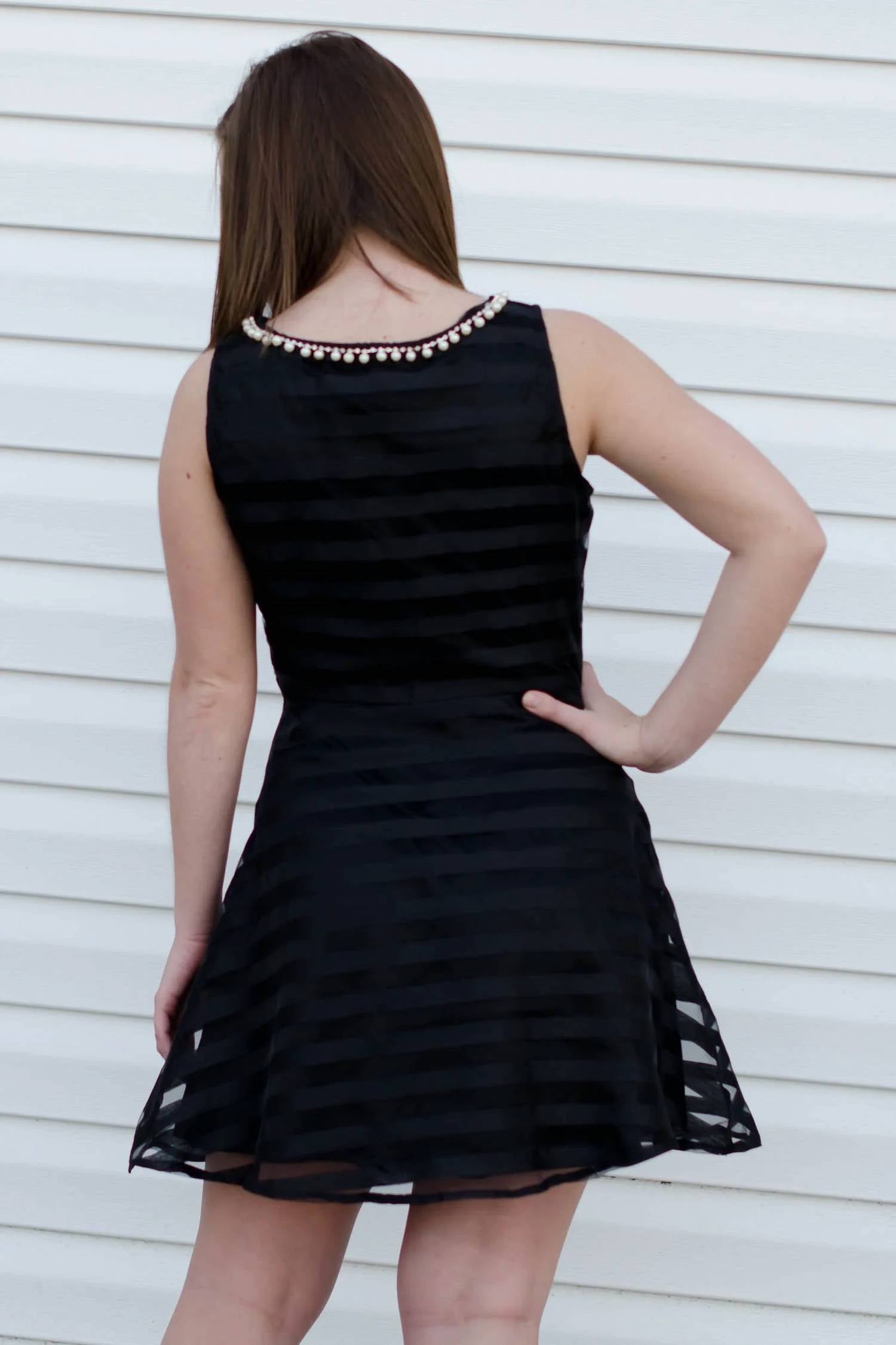 Karlie - Stripe Pearl Dress