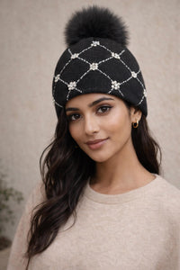 Mitchie's Matchings Jewels and fox hat in black - women's hat