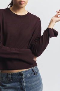 Saint Art Elodie Layered Crewneck Sweater in grape - women's sweater - detail view