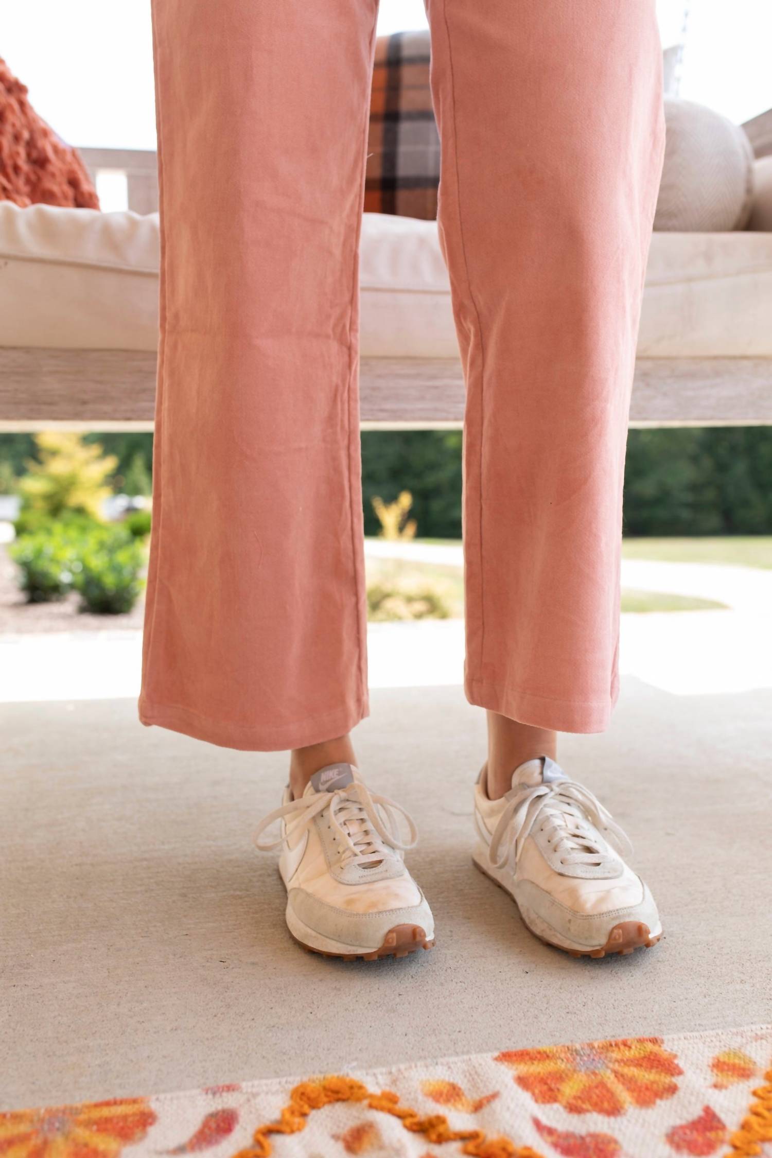 AnnieWear Muse Corduroy Wide Leg Pants in mauve - women's pants - detail view