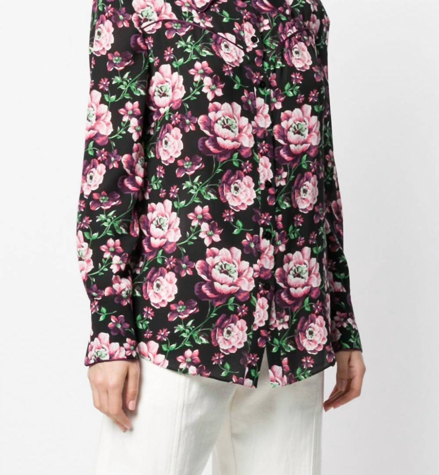 Magda Butrym - Floral Print Button Down Silk Blouse