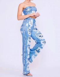 Her Bottari - Denim Illusion Pant Set