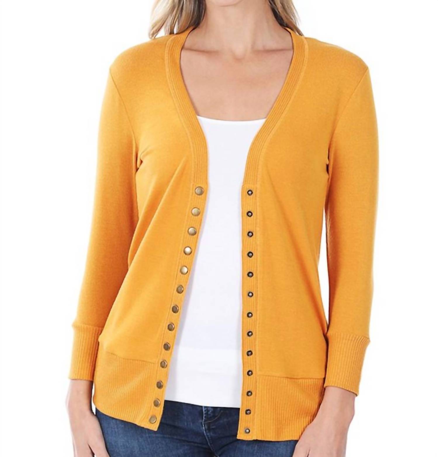 Zenana - Snap Cardigan 3/4 Sleeve