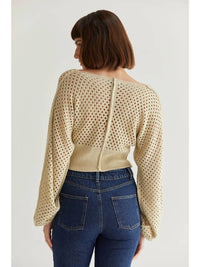 Crescent - Meghan Crop Dolman Netted Top