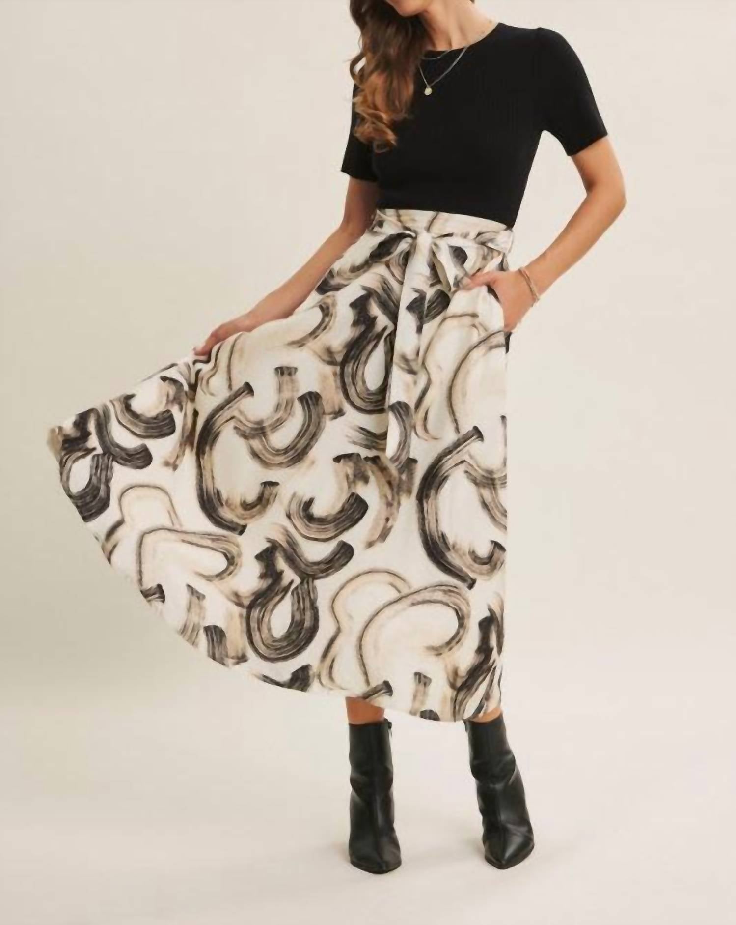 In February - Brush Stroke Mixed Media Dress