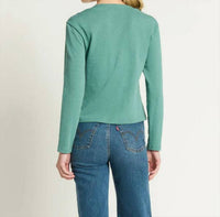 Nation LTD Remi V Neck Top in sagebrush 1 - women's long sleeve top - detail view