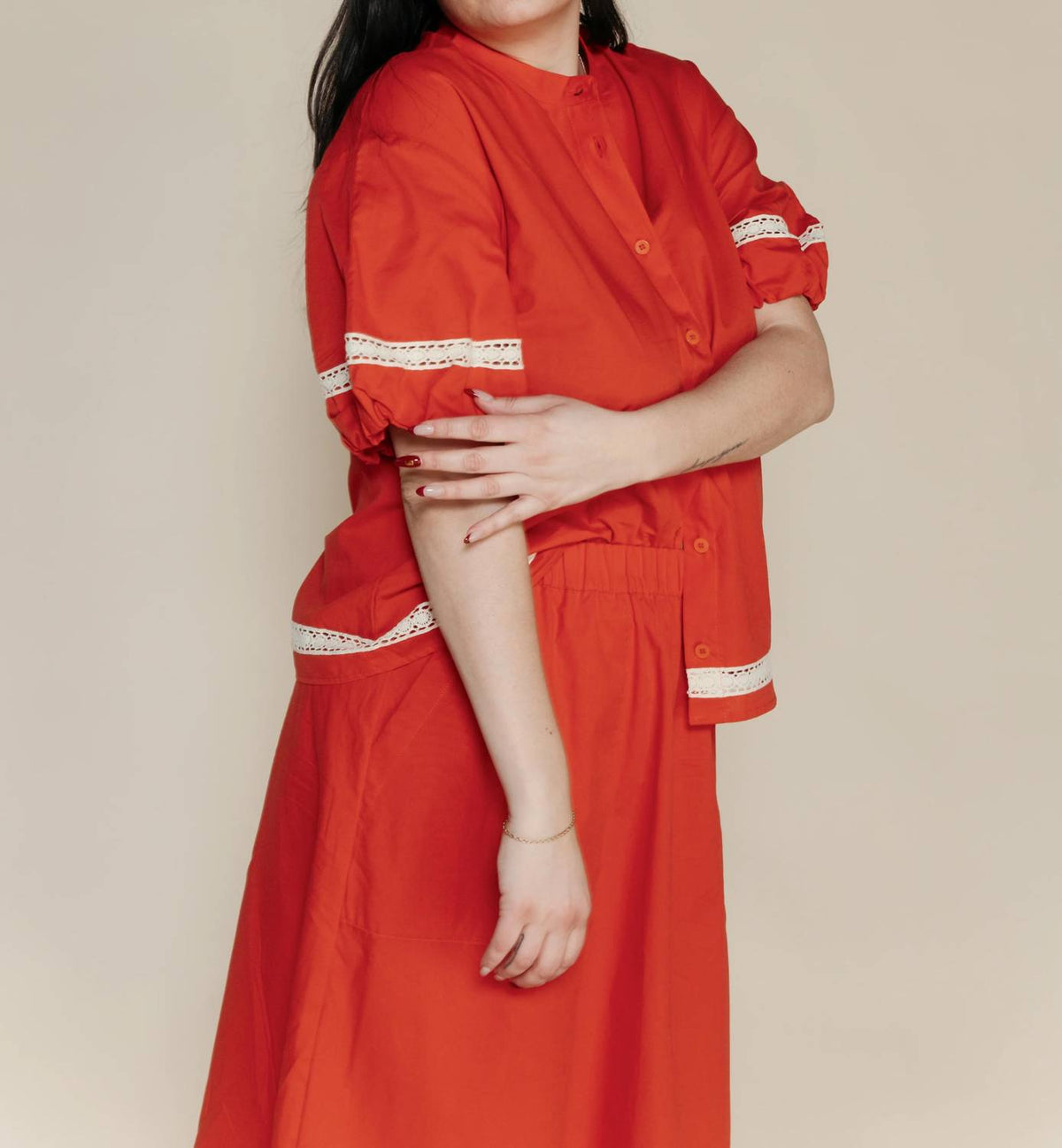 Bobo Choses - Contrast-trim Puff Sleeve Shirt