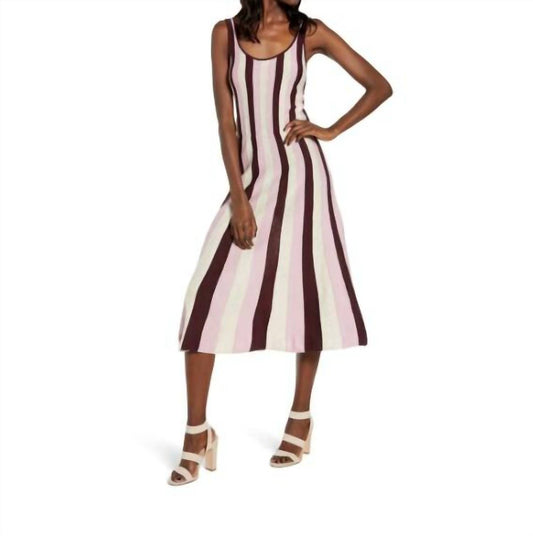 Leith - Striped Lightweight Sleeveless Knit Midi Dress