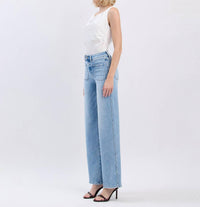 FLYING MONKEY APUS HIGH RISE PATCH POCKET WIDE LEG JEANS in light blue - women's jeans - alternate view