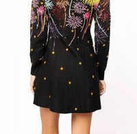 Queen Of Sparkles - Rainbow Firework Jeweled Sweater Dress