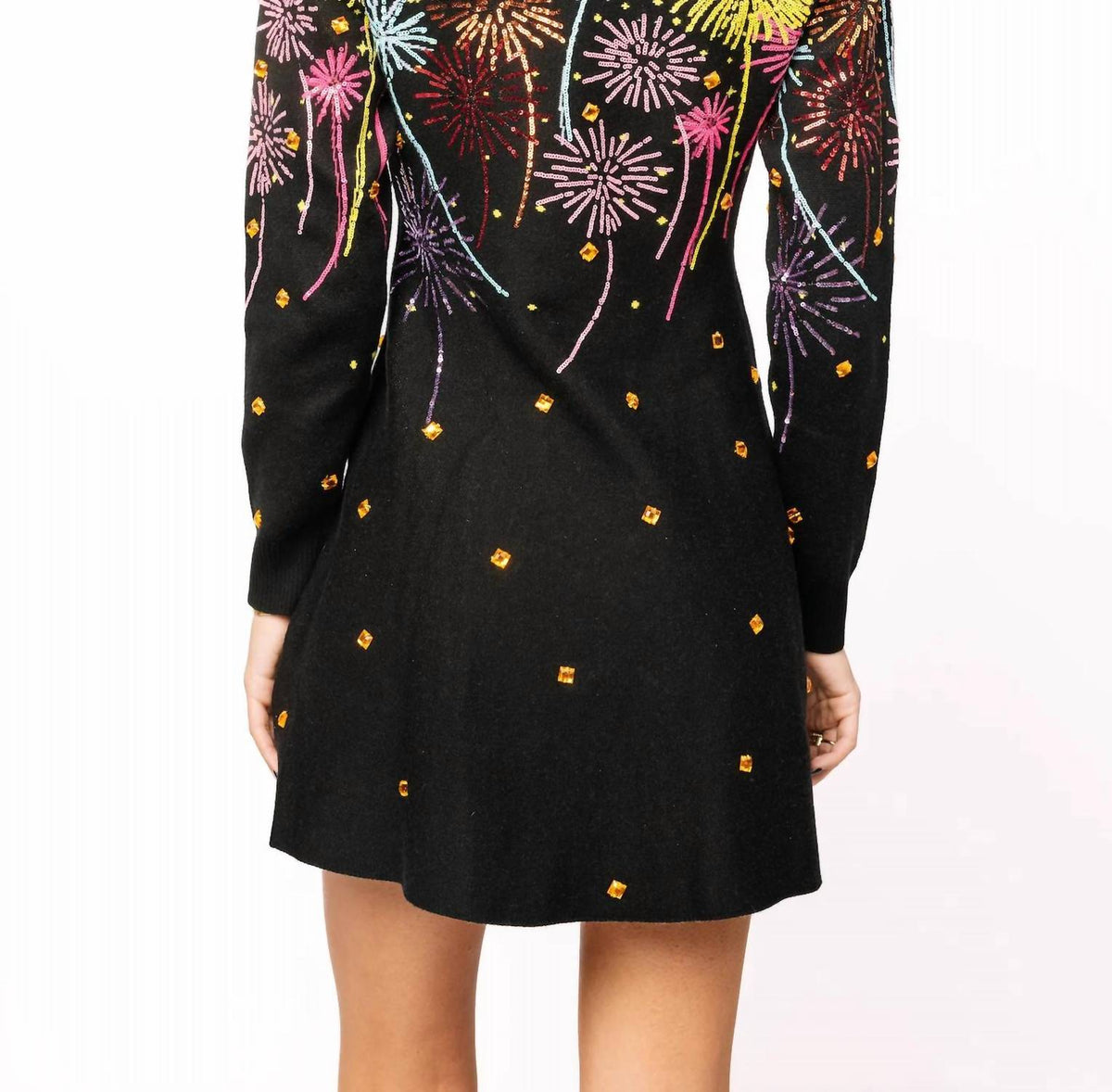 Queen Of Sparkles - Rainbow Firework Jeweled Sweater Dress