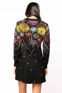 Queen Of Sparkles - Rainbow Firework Jeweled Sweater Dress