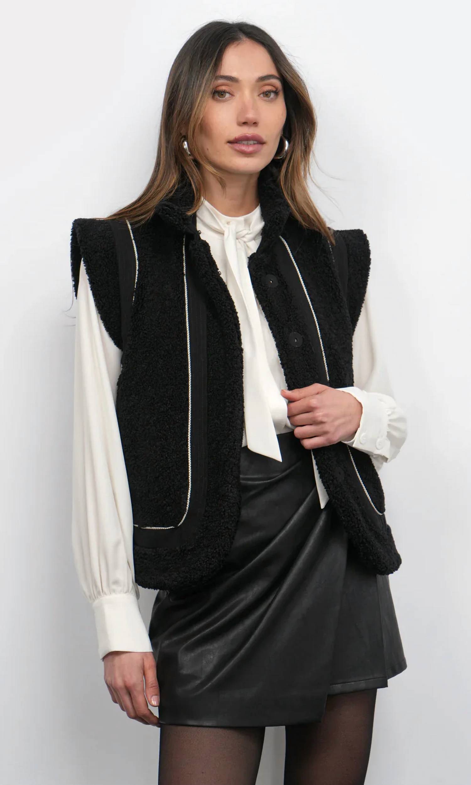 Greylin - Rory Shearling Button Front Vest