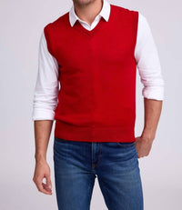 Raffi Extrafine Merino V-neck Vest in red - men's jacket