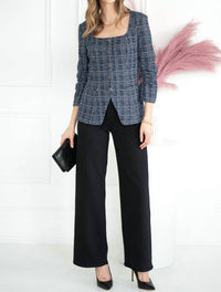 SKIES ARE BLUE Tweed Button Jacket in navy - women's jacket - view 4