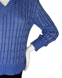 Alashan Cashmere - Hazel Lurex Cable V Neck Sweater