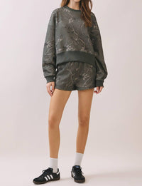 Tcec - Camouflage Print Dropped Shoulders Sweatshirt