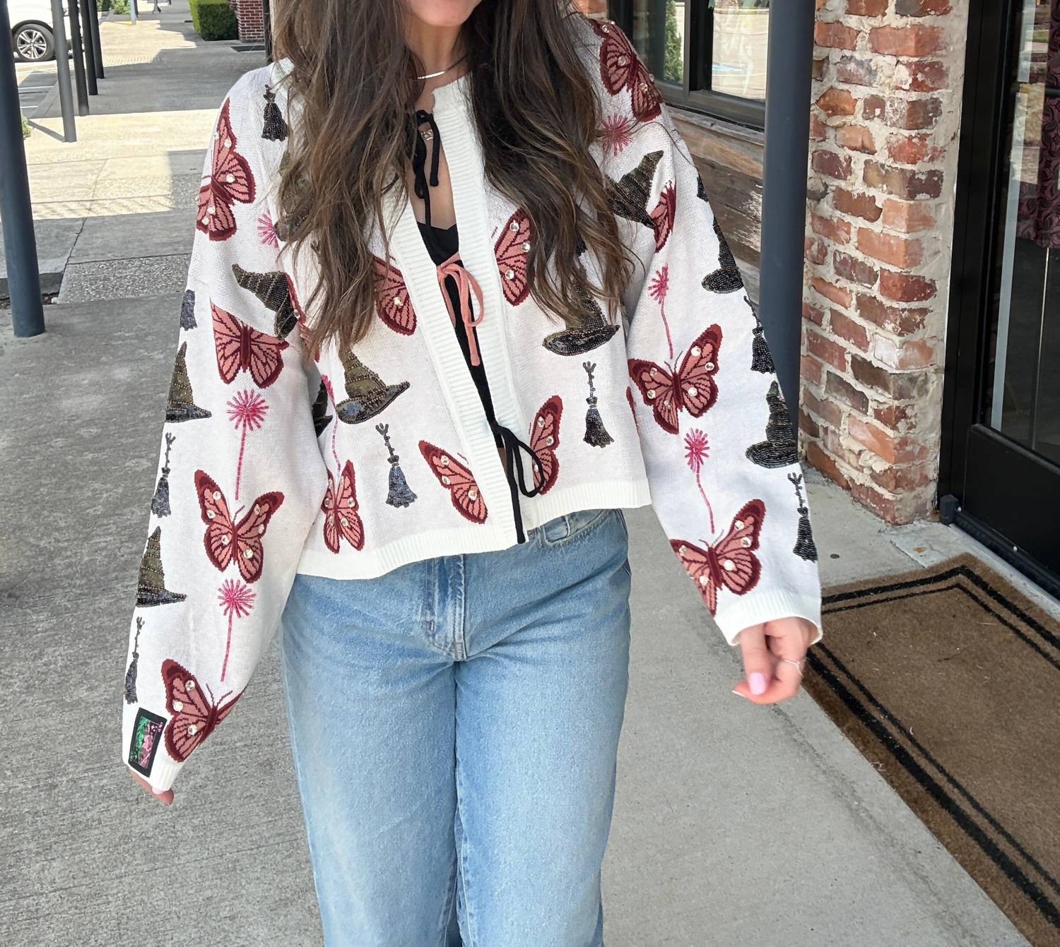 Queen Of Sparkles - Licensed Butterfly Broom And Wand Tie Front Cardigan