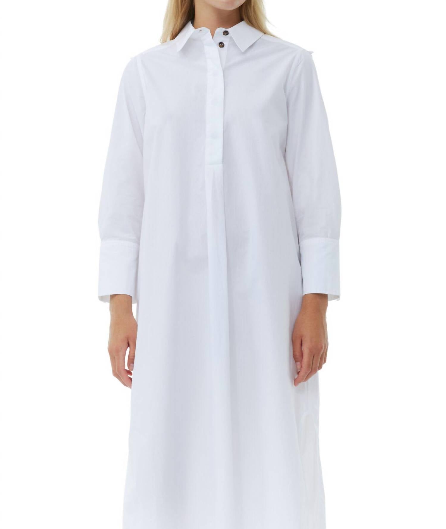 Ganni - Cotton Poplin Oversized Shirt Dress