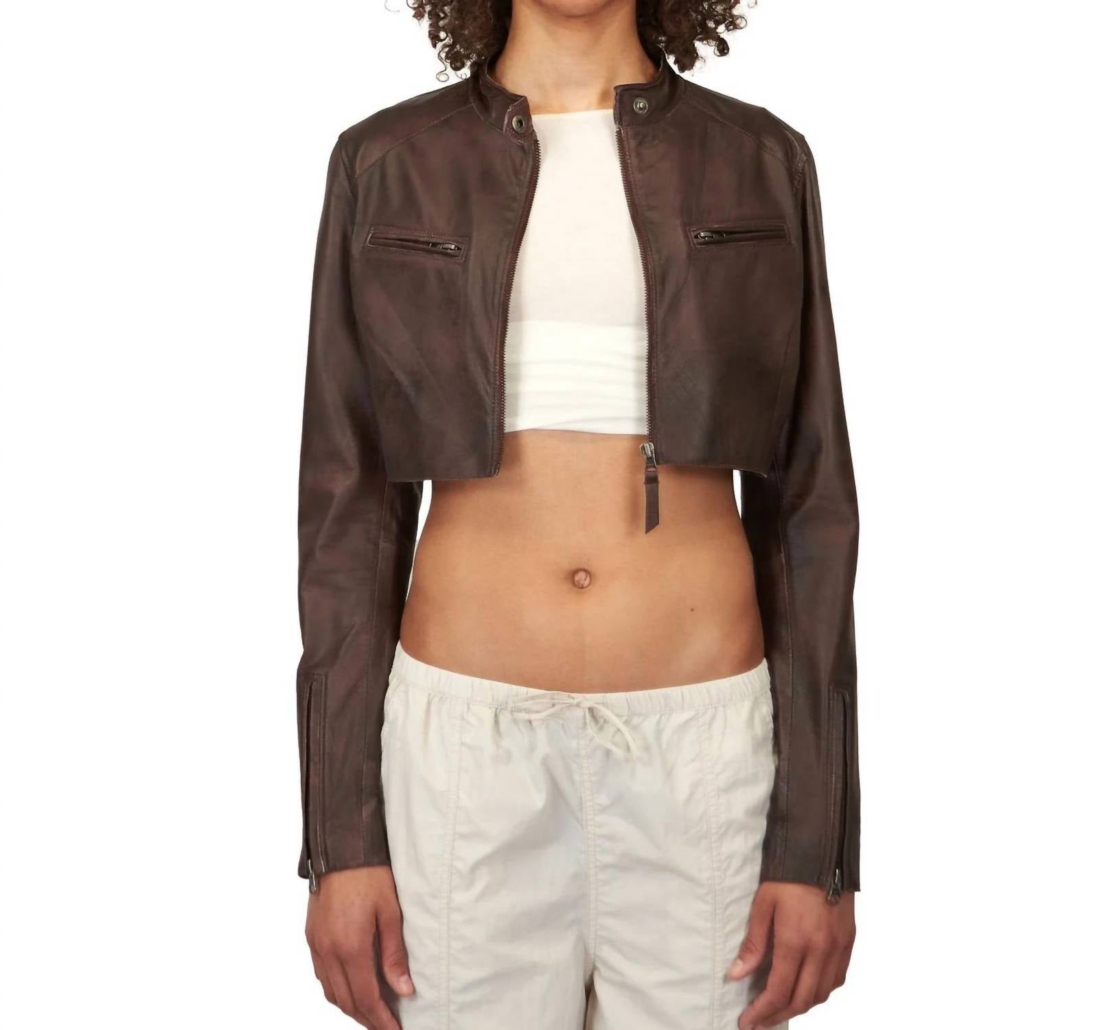Jkt Nyc - Cropped Vespa Leather Jacket