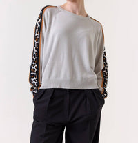 Wispr - Pop Stripe Leopard Crew Sweater