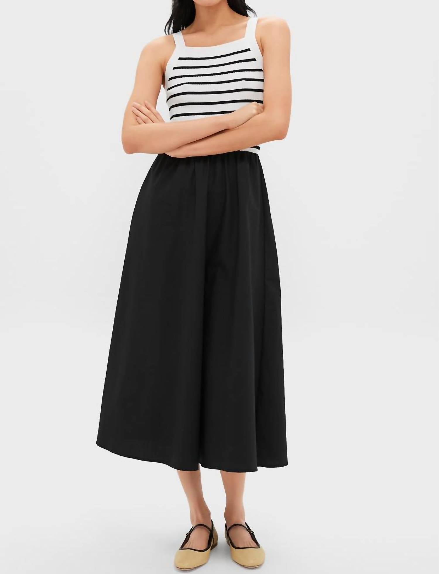 Moon River - Black Striped Midi Dress