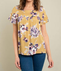 Les Amis - Floral Ruffle Sleeve Top