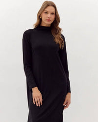 Entro - Solid Long Sleeve Midi Dress