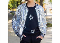 Lola + The Boys - Emoji Sequin Adult Bomber Jacket