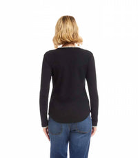 Karen Kane - Liora Long Sleeve Edge Stitch Crewneck Top