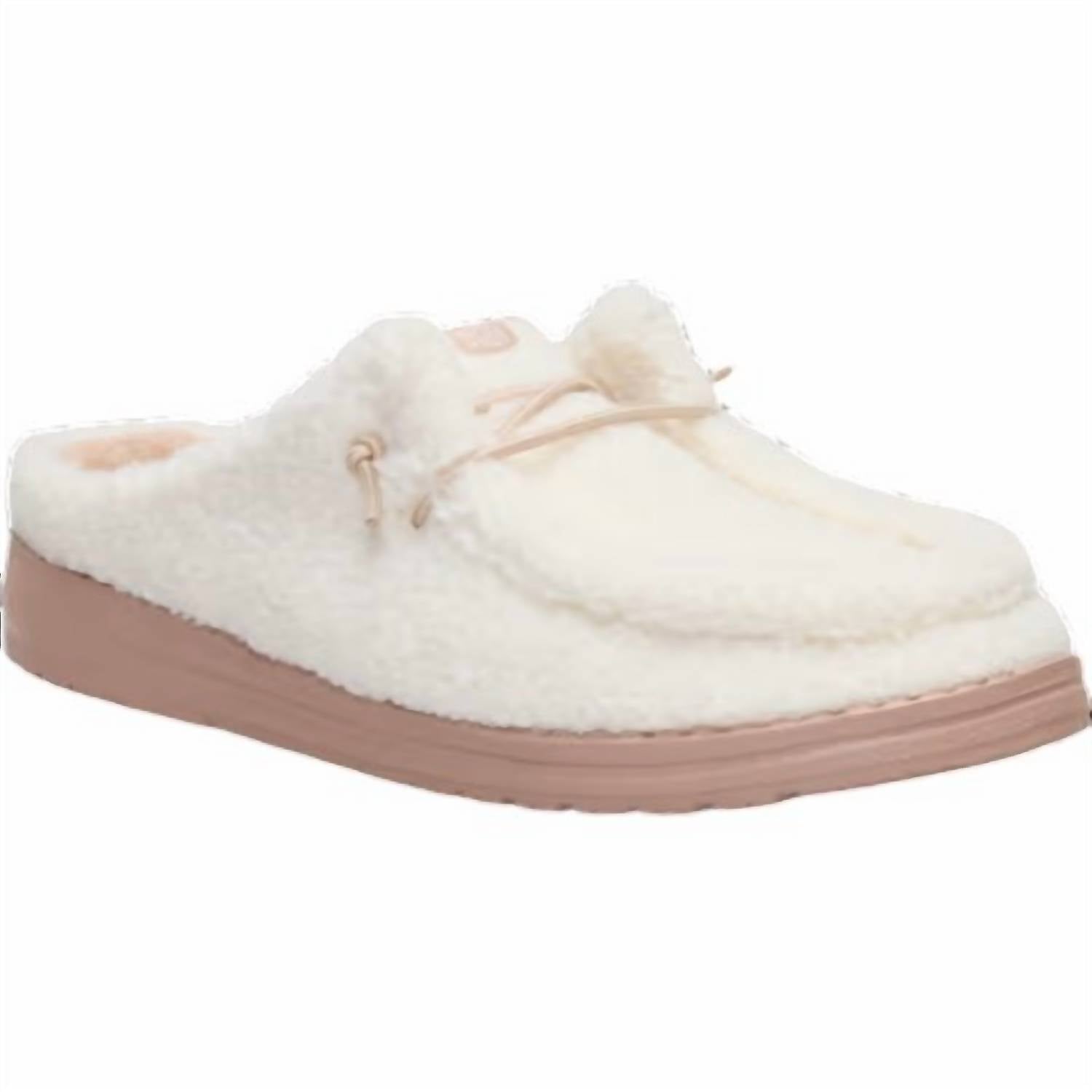 HEY DUDE Women's Wendy Sherpa Slipper in egret - women's shoe