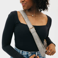 Pretty Simple Women's Waverly Woven Crossbody Sling Bag With Strap Extender in grey - women's bag - alternate view